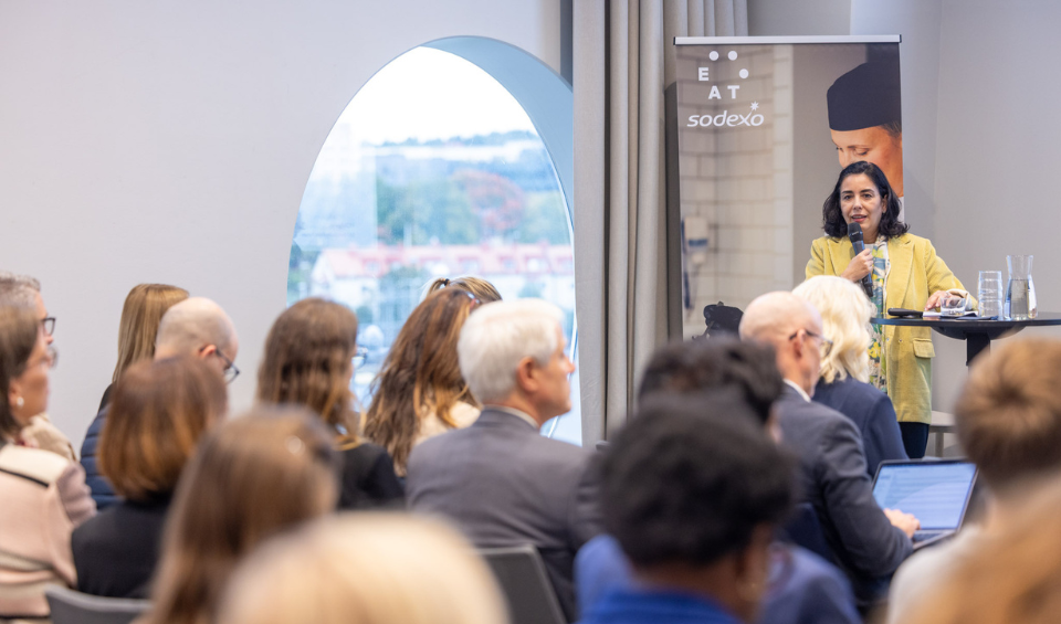 Mouna Douadi på Sodexos sidoevent på Stockholm Food Forum oktober 2025