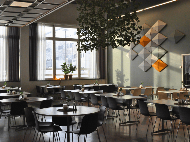 Inne i matsalen på Restaurang Kulinarium 