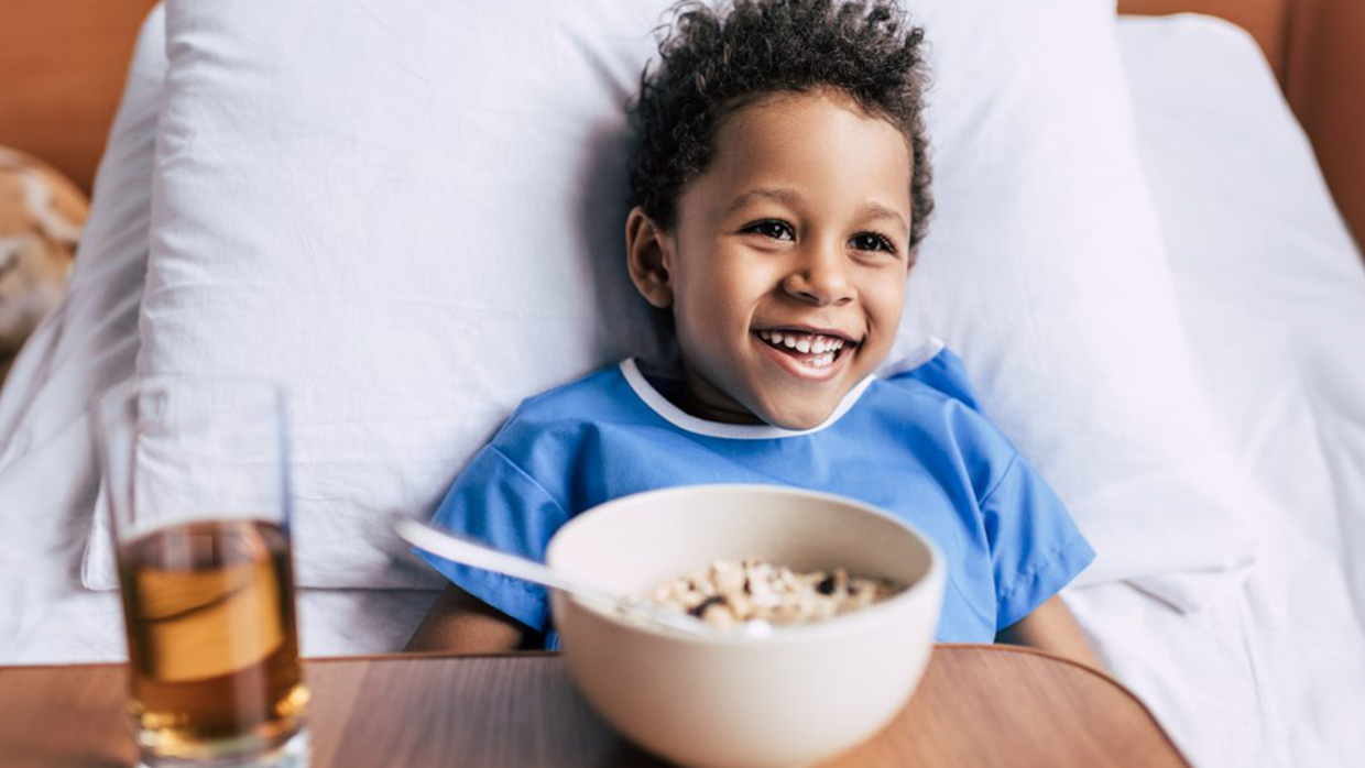 Kid in bed hospital
