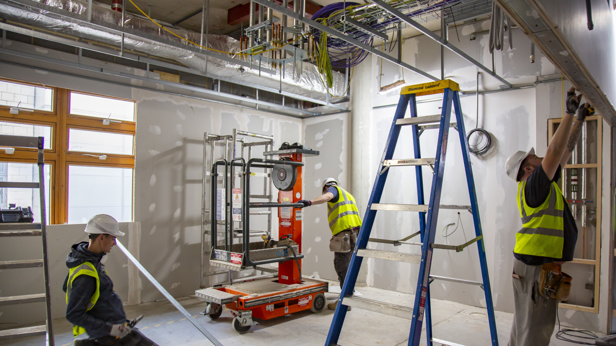 Hard FM employees working on refitting clinical environment.