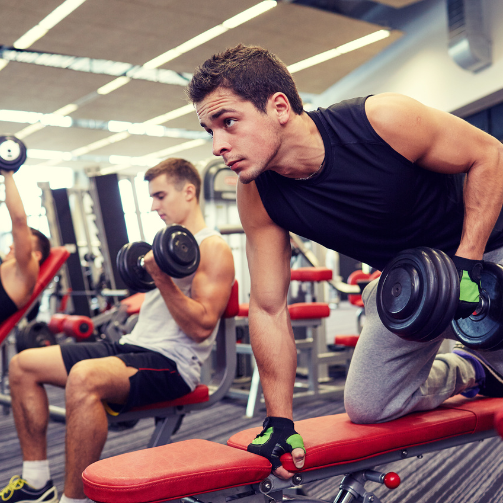 Men working out at the gym