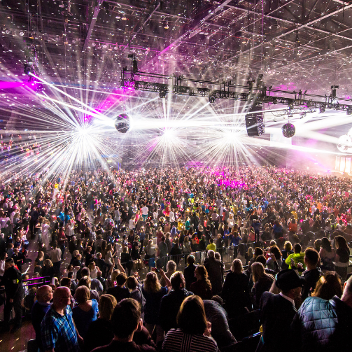 Multitude of music fans at a concert at the M&S Arena in Liverpool