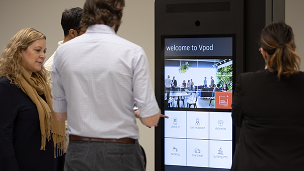 A few people testing the VOPD kiosk