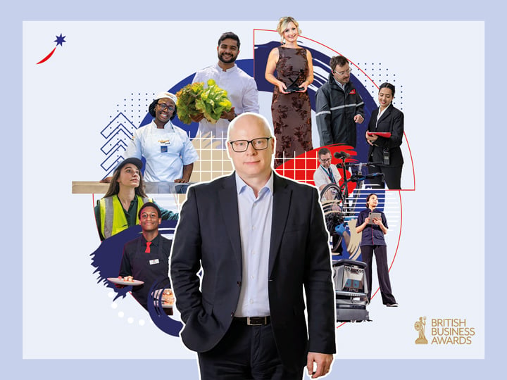 Promotional image featuring a business leader in the foreground with a collage of colleagues from a variety of roles and work environments behind them, showcasing the diversity of careers and opportunities across the organisation.
