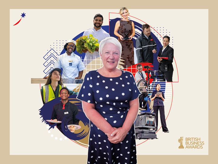 Colleague standing in the foreground with a collage of colleagues from a variety of roles and work environments behind them, showcasing the diversity of careers, experiences and opportunities across the organisation.