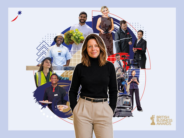 colleague standing in the foreground with a collage of colleagues from a variety of roles and work environments behind them, highlighting the diverse people, careers and opportunities across the organisation.