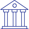 A blue icon of a building