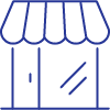 A blue icon drawing of a store 