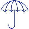 Icon of a blue umbrella with black background