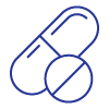 A blue icon of pills