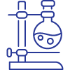 A blue icon of a flask