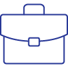 A blue icon of a briefcase