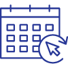 A blue icon of a calendar and a cursor