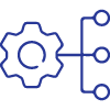 Blue gear icon with a cogwheel symbolizing settings or options