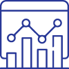 A bar chart icon representing data on a graph chart