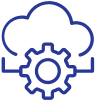 Cloud computing icon with a white cloud surrounded by digital connections