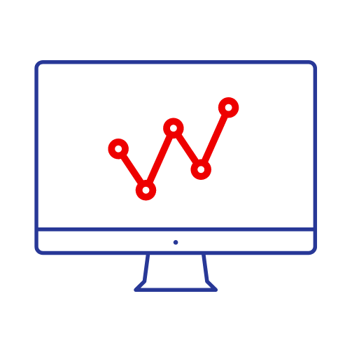Icon of a computer monitor displaying a graph