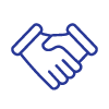 Two hands shaking in a blue icon