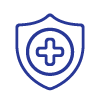 Blue shield with white cross emblem