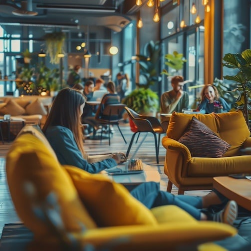 people in sofas