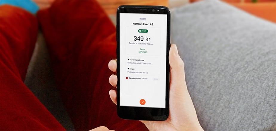 Mobil viser betaling med Vipps netthandel. 