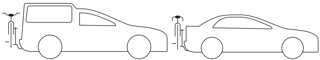 Diagram showing a bike attached to a rear-mounted carrier on a vehicle