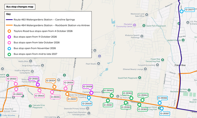 Image of map showing bus routes 464 and 463 in Aintree