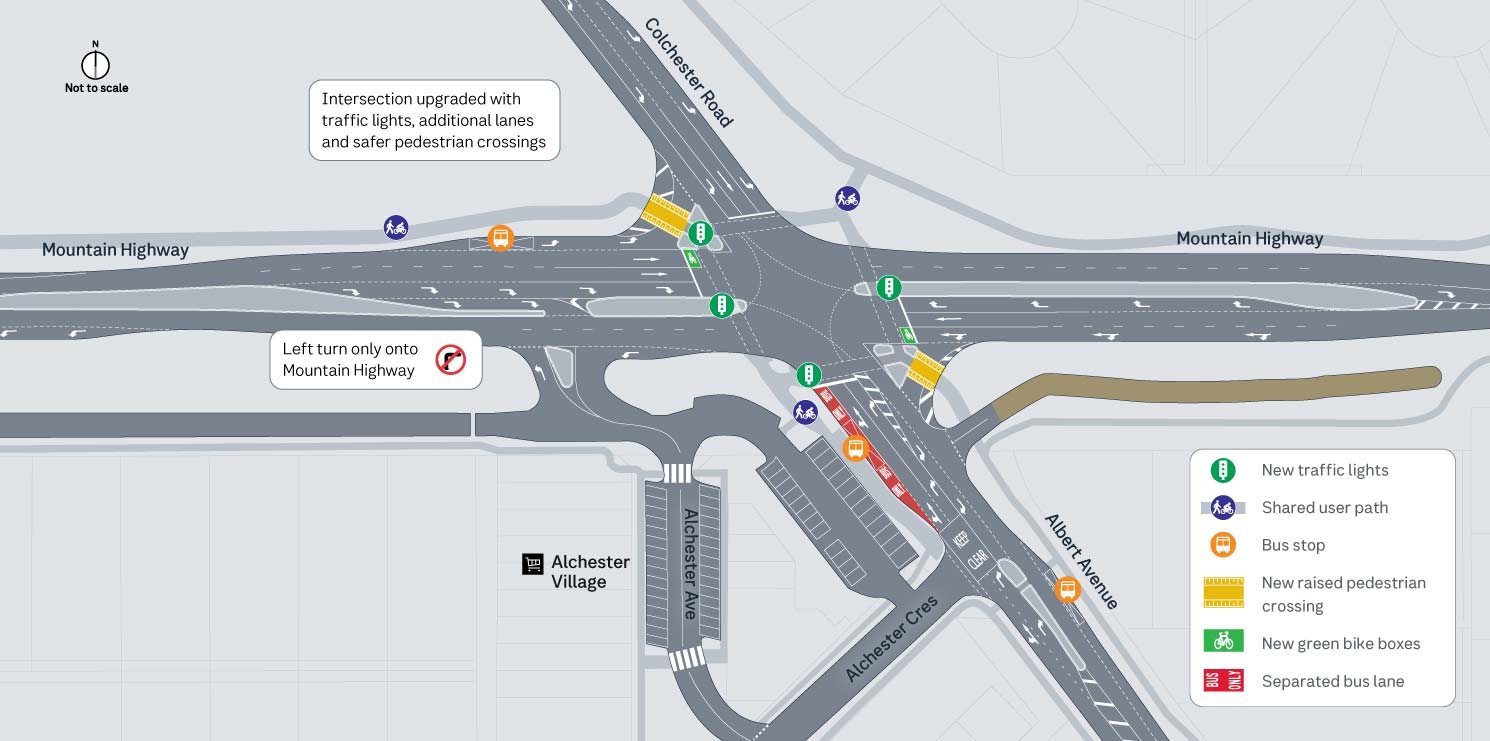 Image of design map of the Alchester Village intersection