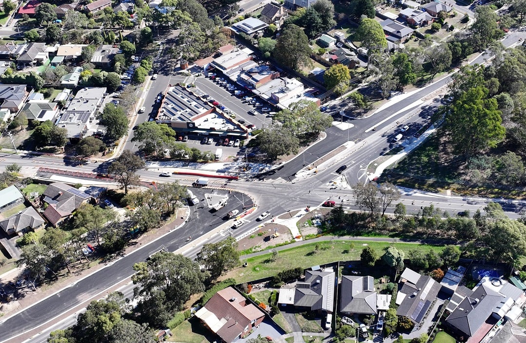 Image of an aerial view of the Alchetser Village intersection upgrade