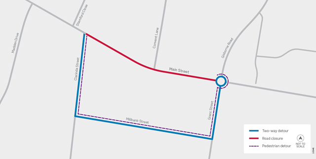 Image of detour map at Main Street West closure