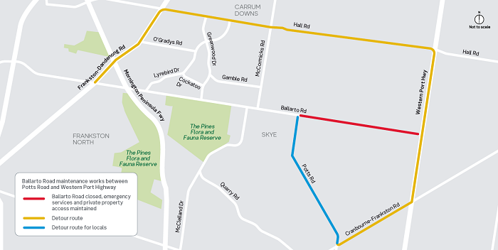 Ballarto Road Detour Map April 2025