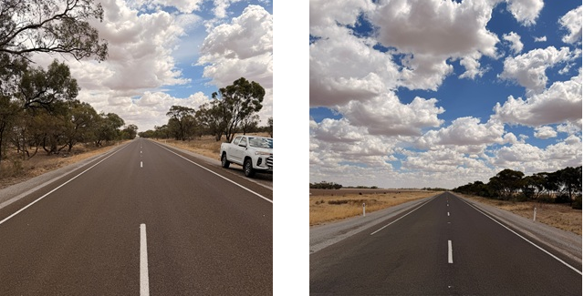 Images of the completed rehabilitation works on a 1.8 kilometre section of the Birchip-Sea Lake Road, Birchip.