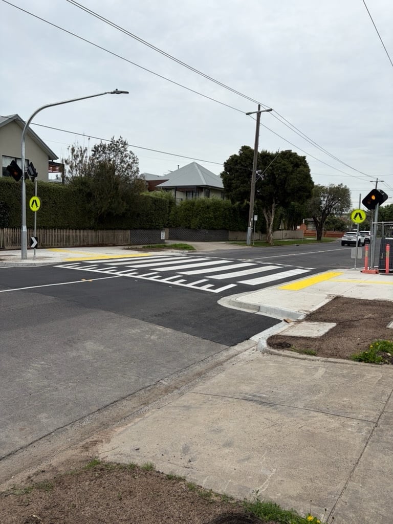 Image of completed raised pedestrian crossing on Blackshaws Road in Newport and South Kingsville