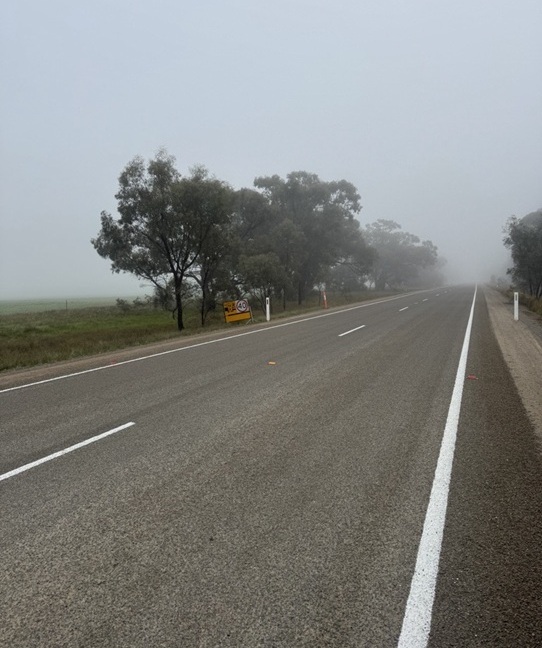 Image of a 40 kph speed sign on the Boort-Charlton Road in Nareewillock