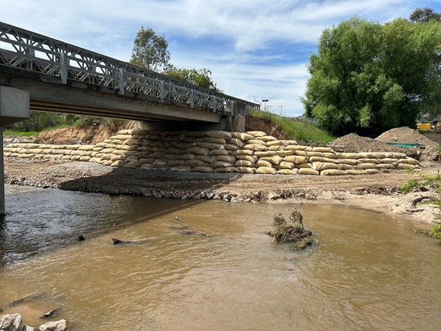 Image of the completed repairs to the Burrowye Bridge embankment.