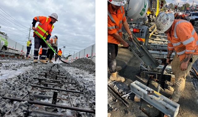 Image of road workers at the Canterbury and Heathmont Roads intersection upgrade.