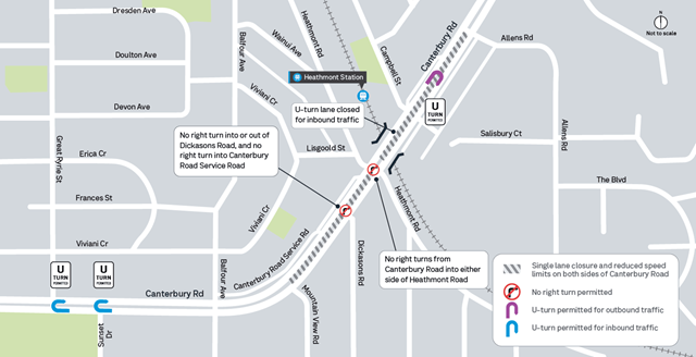 Image of map showing the Canterbury and Heathmont Roads Intersection Upgrades