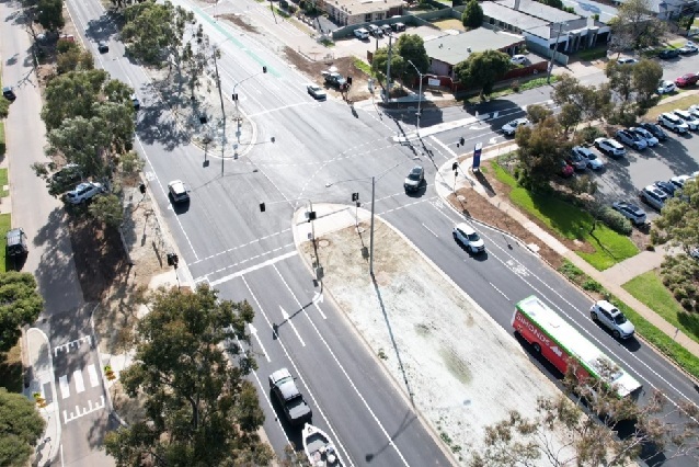 Image of the completed intersection works at Graham Street and the Goulburn Valley Highway.