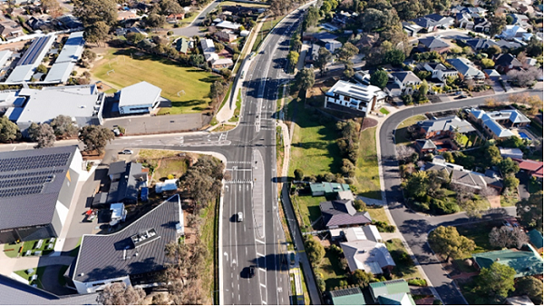 Aerial view of Condon Street and Kairn Road intersection upgrade