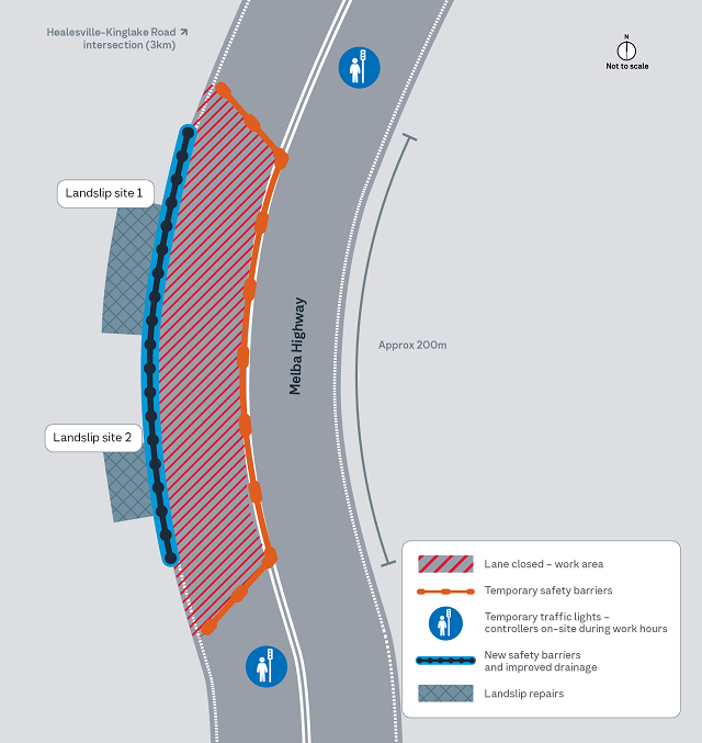 Image of detour map during the Melba Highway landslip repair works