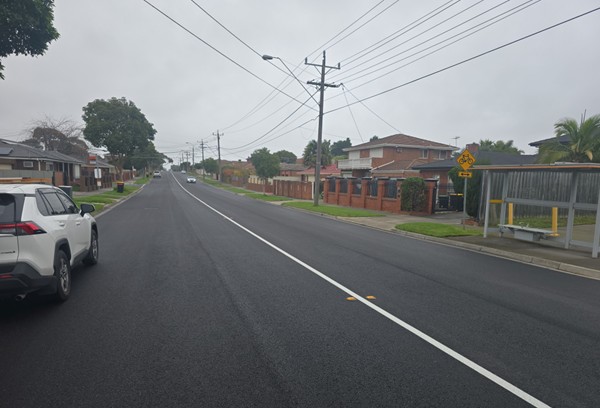 Image of the completed maintenance works on Clarinda Road in Oakleigh South