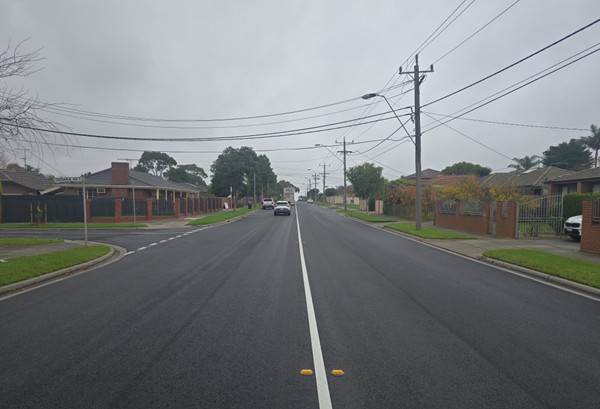 Image of the completed maintenance works on Clarinda Road in Oakleigh South