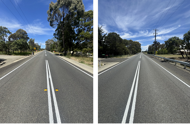 Image showing the Heathcote-Kyneton Road in Kyneton before and after works