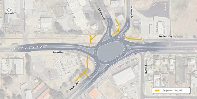 Image of map shwoing the Horsham intersection upgrade map
