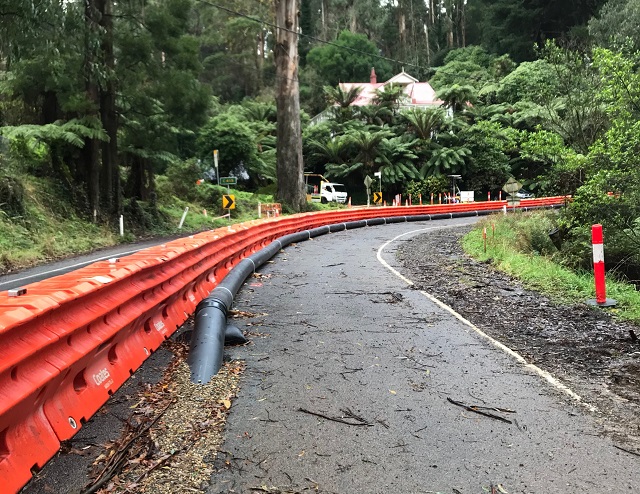 Image showing the relocated water main along Mount Dandenong Tourist Road