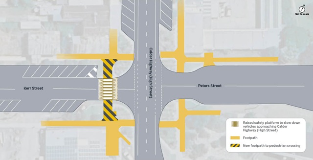 Image of map showing proposed works at Kerr Street in Wedderburn