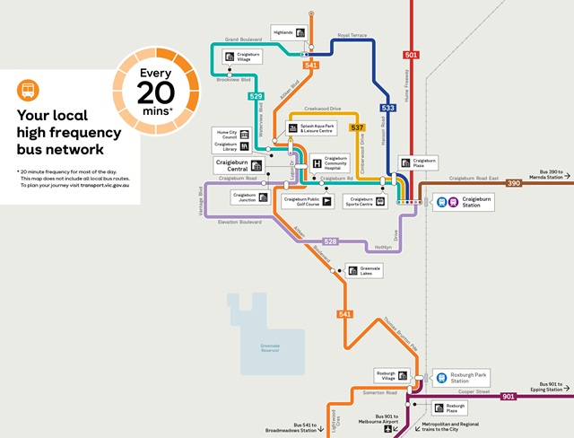 Image of map showing bus frequency in the north