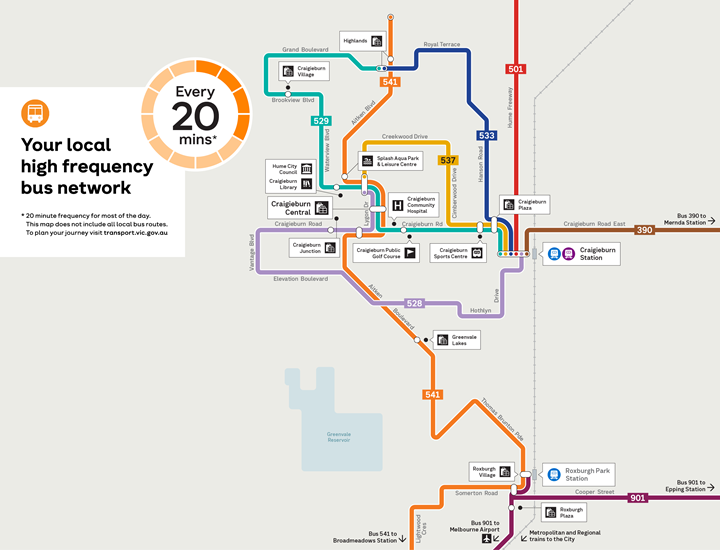 Image of map showing bus frequency in the north