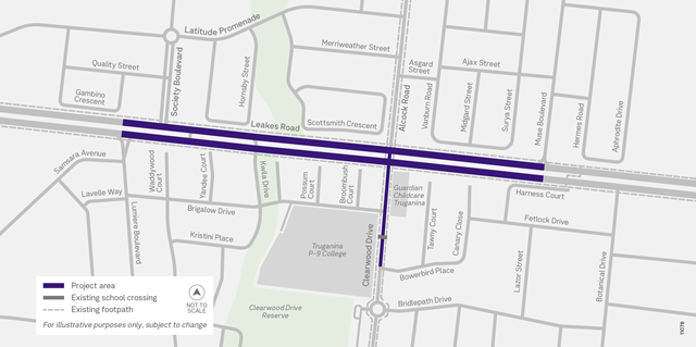 Image of overview map showing the Leakes Road and Clearwood Drive safety improvements 
