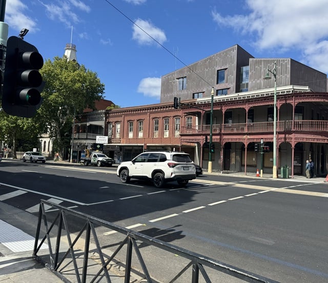 Image of the new pedestrian operated signals at McCrae Street McIvor Highway and Mundy Street intersection